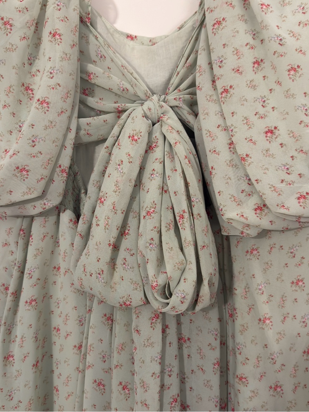 Worth Collective Sage Green Floral Maxi Dress with Ruched Sweetheart Bodice - Picture 3 of 7